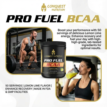 Pro Fuel BCAA Lemon Lime Flavor - 50 Servings of Delicious Energy Boost