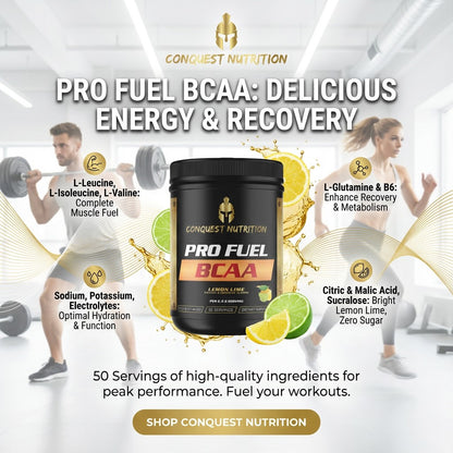 Pro Fuel BCAA Lemon Lime Flavor - 50 Servings of Delicious Energy Boost