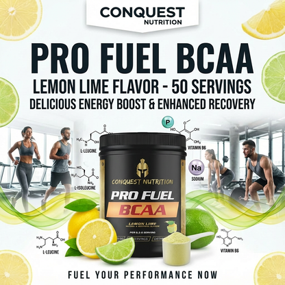 Pro Fuel BCAA Lemon Lime Flavor - 50 Servings of Delicious Energy Boost