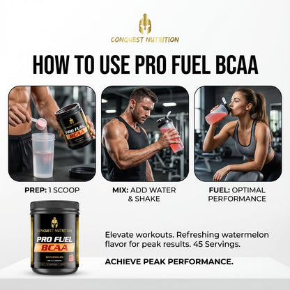 Pro Fuel BCAA Watermelon Flavor - 45 Servings for Optimal Performance