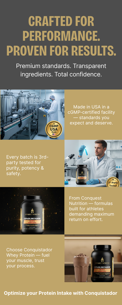 Conquistador Chocolate Whey Protein - Delicious Milkshake Flavor 2lb