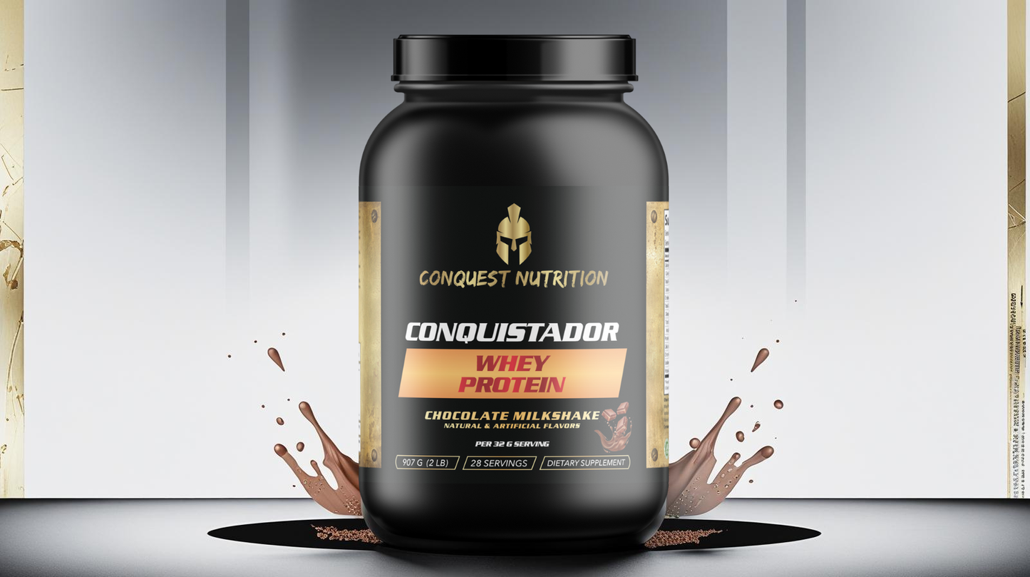 Conquistador Chocolate Whey Protein - Delicious Milkshake Flavor 2lb