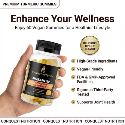 Premium Turmeric Gummies - 60 Vegan Friendly Gummies for Enhanced Wellness