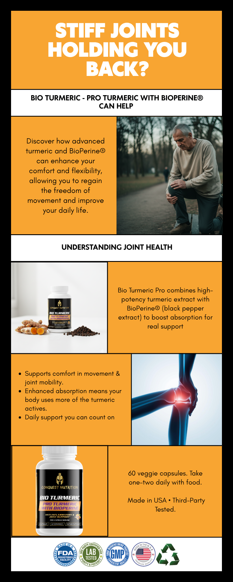 Bio Turmeric Pro with BioPerine - 60 Veggie Capsules for Enhanced Absorption