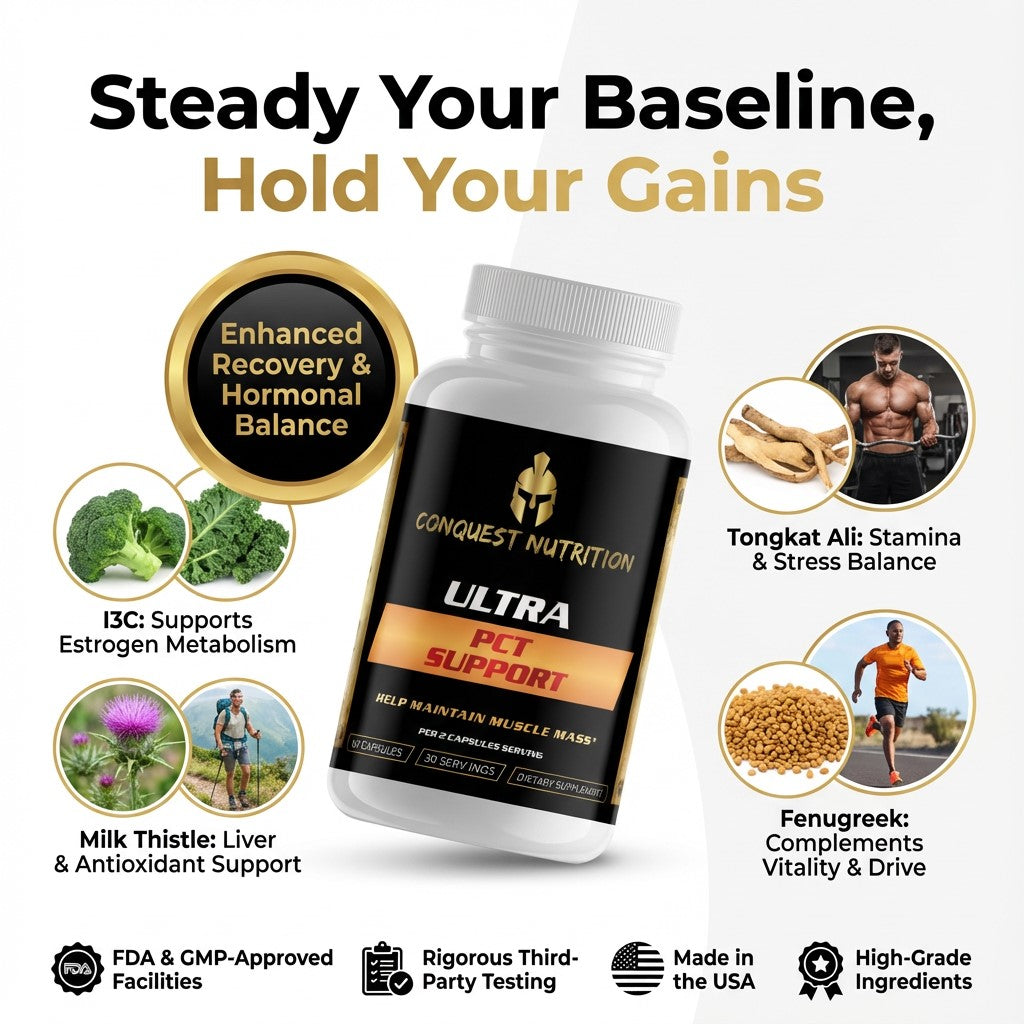 Supplement bottle with branding and health benefits on a white background