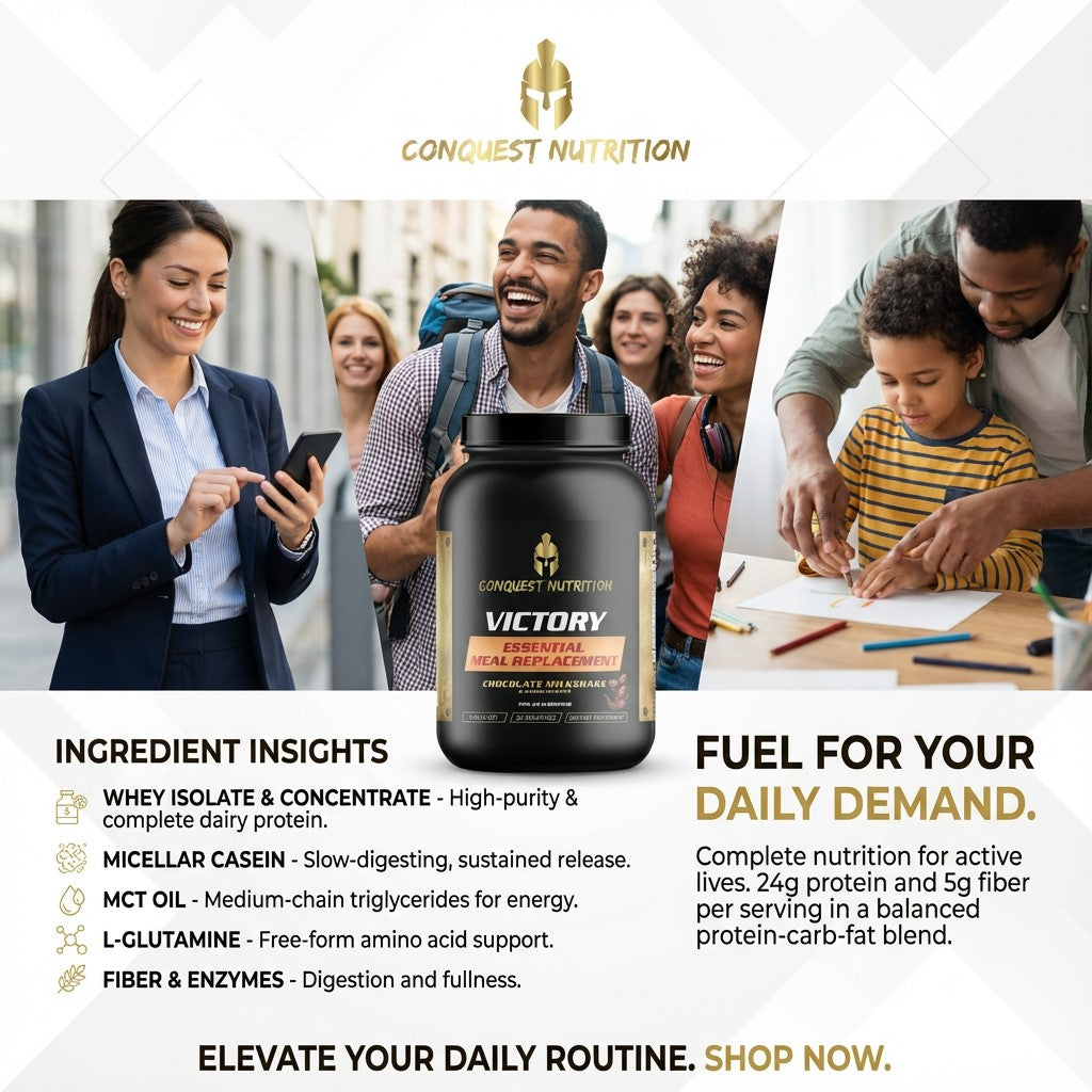 Victory Essential Meal Replacement Protein Chocolate Milkshake Flavor 2.9lb - 30 Servings of Nutrient-Rich Protein