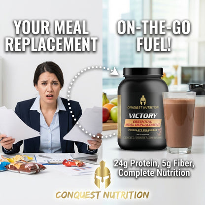 Victory Essential Meal Replacement Protein Chocolate Milkshake Flavor 2.9lb - 30 Servings of Nutrient-Rich Protein
