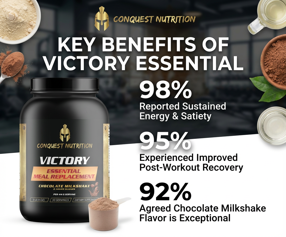 Victory Essential Meal Replacement Protein Chocolate Milkshake Flavor 2.9lb - 30 Servings of Nutrient-Rich Protein