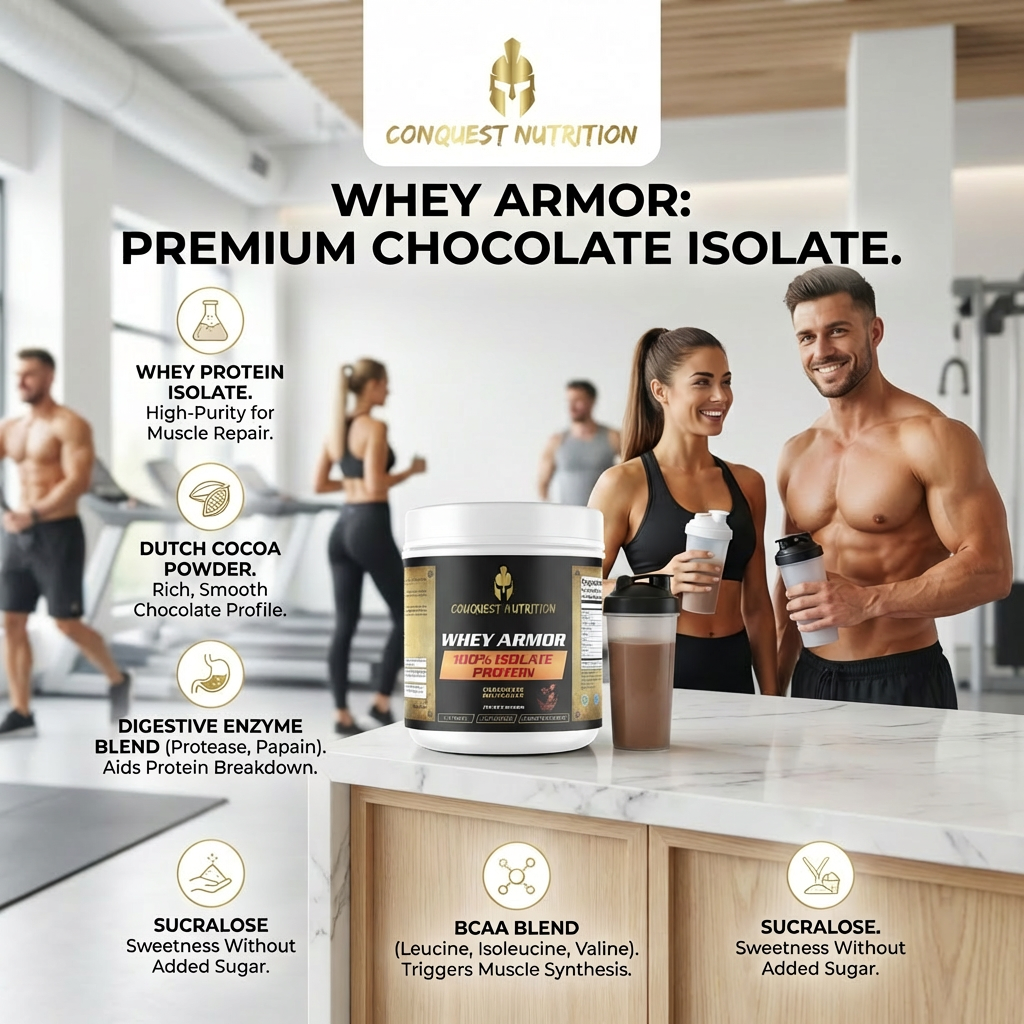 Whey Armor 100% Isolate Protein Chocolate Milkshake Flavor - Premium 1lb Whey Armor 100% Protein Isolate Chocolate