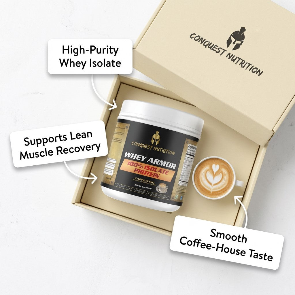 Whey Armor 100% Isolate Protein Cappuccino Flavor - 1lb Supplement for Muscle Recovery