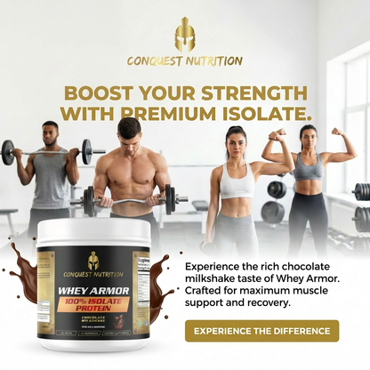 Whey Armor 100% Isolate Protein Chocolate Milkshake Flavor - Premium 1lb Whey Armor 100% Protein Isolate Chocolate
