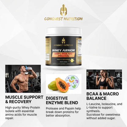 Whey Armor 100% Isolate Protein Vanilla Milkshake Flavor 1lb - Premium Protein Supplement