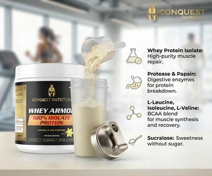 Whey Armor 100% Isolate Protein Vanilla Milkshake Flavor 1lb - Premium Protein Supplement