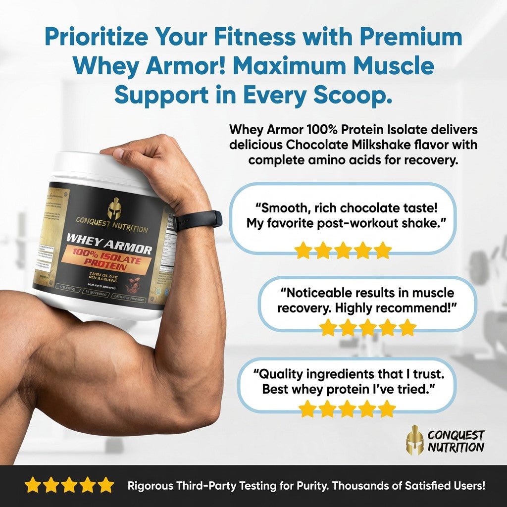 Whey Armor 100% Isolate Protein Chocolate Milkshake Flavor - Premium 1lb Whey Armor 100% Protein Isolate Chocolate