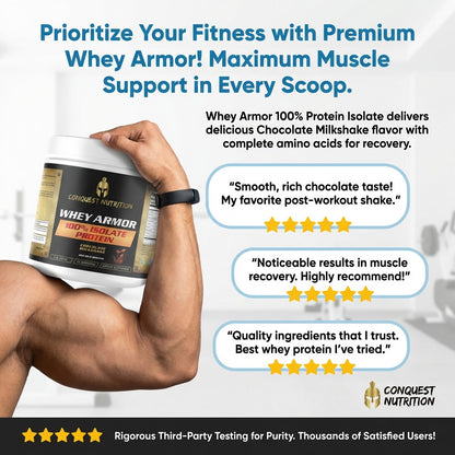 Whey Armor 100% Isolate Protein Chocolate Milkshake Flavor - Premium 1lb Whey Armor 100% Protein Isolate Chocolate
