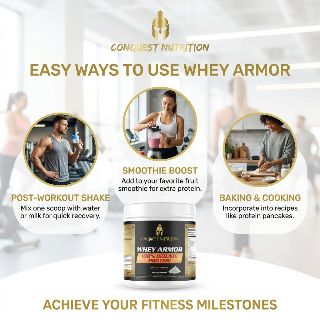Whey Armor 100% Isolate Protein Unflavored - High-Quality 1lb Protein Supplement