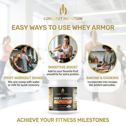 Whey Armor 100% Isolate Protein Unflavored - High-Quality 1lb Protein Supplement