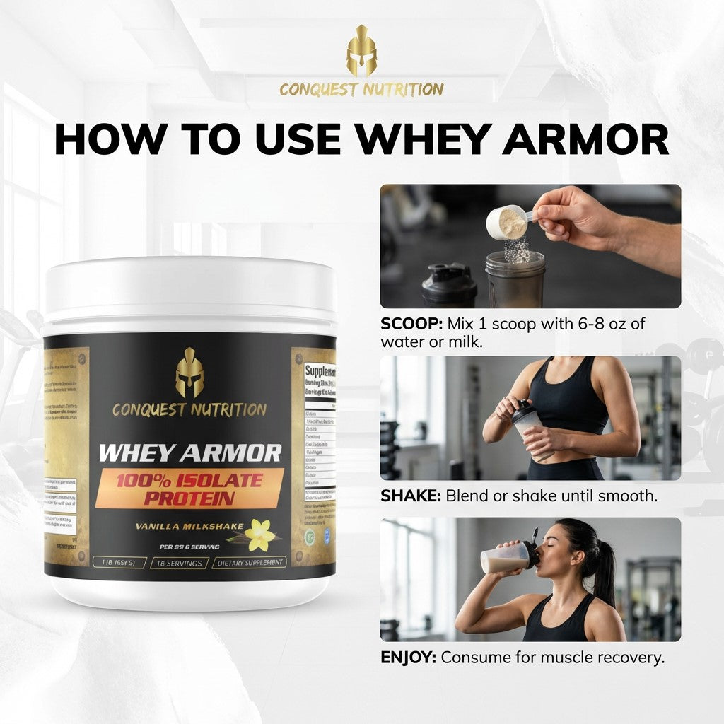 Whey Armor 100% Isolate Protein Vanilla Milkshake Flavor 1lb - Premium Protein Supplement