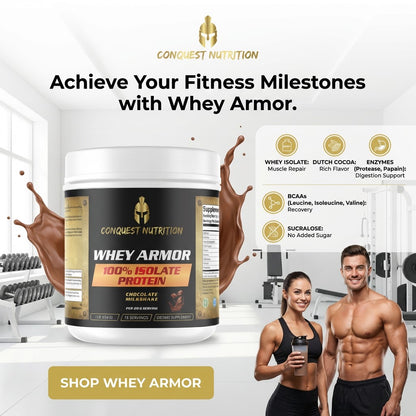Whey Armor 100% Isolate Protein Chocolate Milkshake Flavor - Premium 1lb Whey Armor 100% Protein Isolate Chocolate