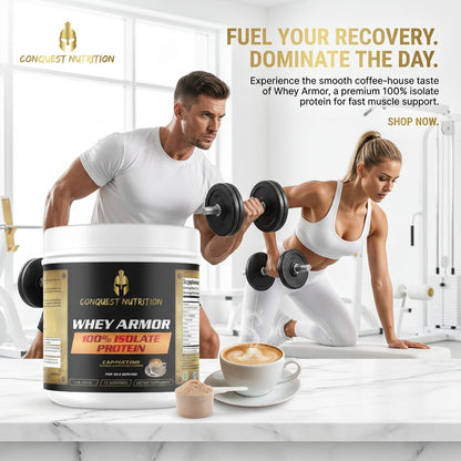 Whey Armor 100% Isolate Protein Cappuccino Flavor - 1lb Supplement for Muscle Recovery